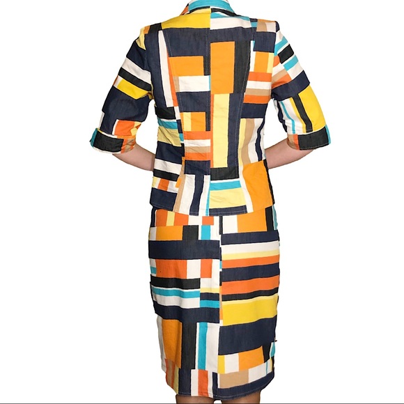 Geometric Print Blazer and Skirt Set Size M - Picture 2 of 14